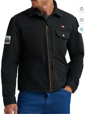 Wrangler x Coors Pinnacle denim jacket Black Zip-Front Lightweight Work Jacket
